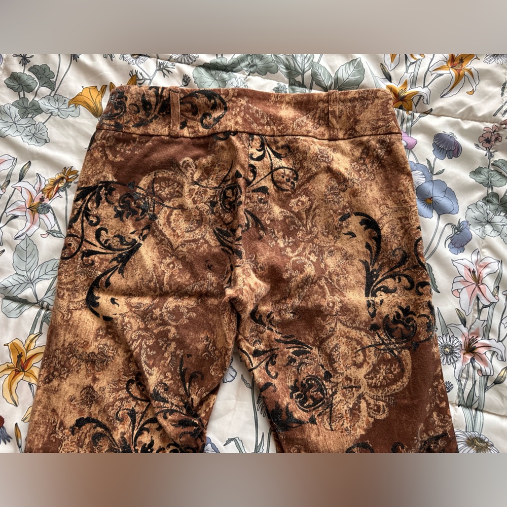 Sharagamo Y2K Brown Velvet Low Rise Flare Pants Baroque Boho 2000s - Picture 5 of 8